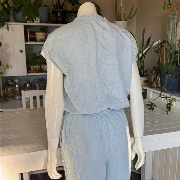 Light Blue Button-Up Jumpsuit - Picture 5 of 10